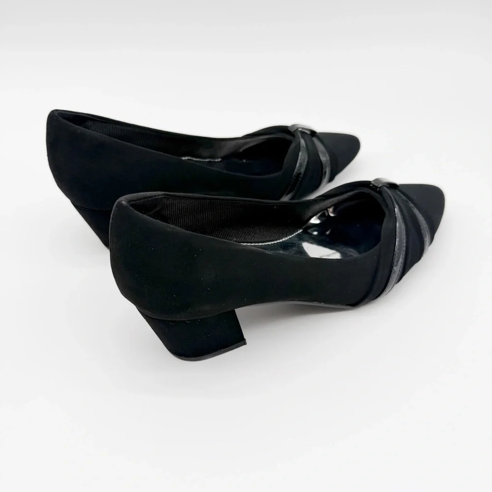 Easy Street Millie Block Heel Dress Pumps Lamy Patent Black 7.5 Narrow NEW